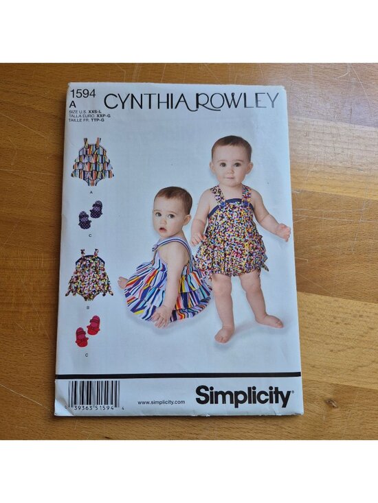 Simplicity Other - Cynthia Rowley Simplicity Sewing Pattern 1594 Babies Romper & Shoes XS-L Sizes